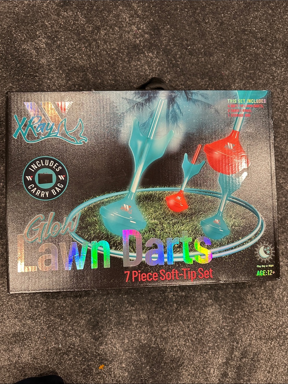 NWT Glow Lawn Darts 7-Piece Soft-Tip Set - Teal and Red